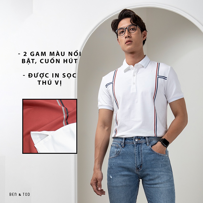 Áo polo BEN &amp; TOD họa tiết cotton phong cách trẻ trung tinh tế S21011