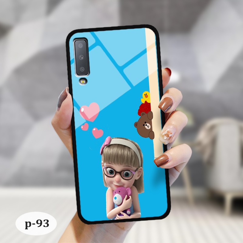 [Mã ELORDER5 giảm 10K đơn 20K] Ốp kính in hình cute Samsung Galaxy A7 2018