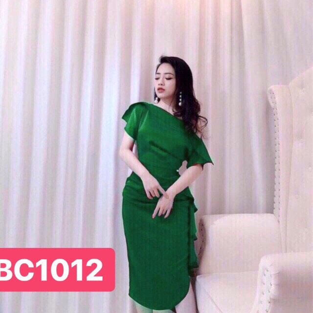 Đầm body lệch vai nhún bèo TRIPBLE T DRESS (kèm ảnh thật ) MS2T | BigBuy360 - bigbuy360.vn