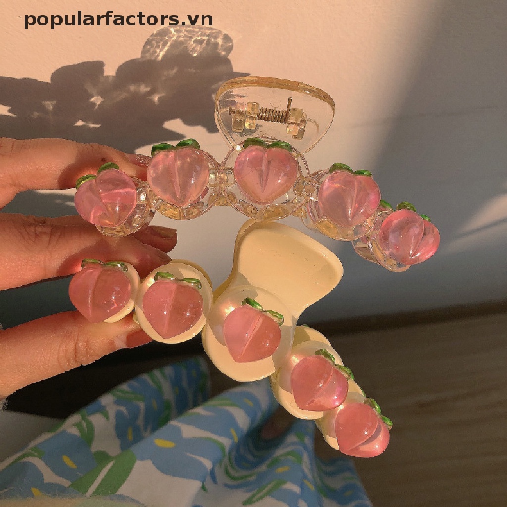 Kẹp tóc càng cua bằng Acrylic hình quả đào ngọt ngào