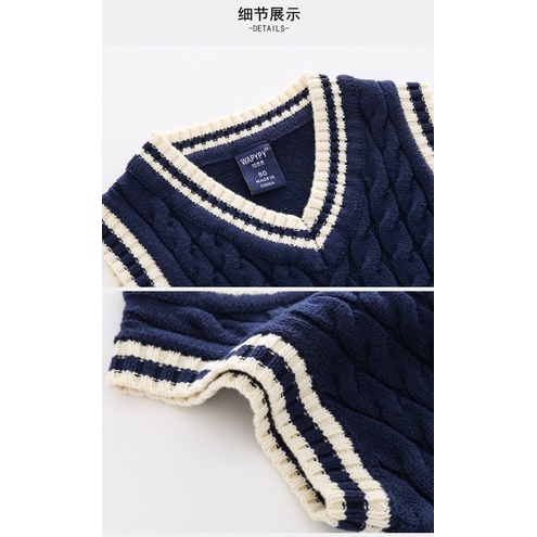 ÁO GILE LEN VẶN THỪNG CHO BÉ TRAI, chất đanh, không xù bai nhão