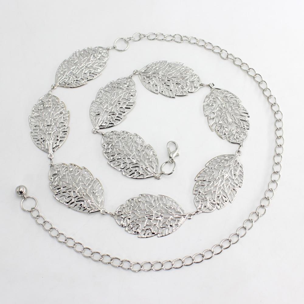 Dây thắt lưng kim loại thiết kế hình chiếc lá rỗng dễ phối đồ thời trang dành cho nữ N7Y7