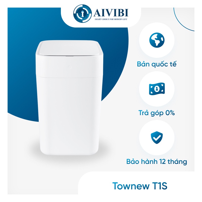 Thùng rác tự động thông minh Townew T1S 15.5L  -Tự động hàn túi - Hàng chính hãng-Bản quốc tế- BH 12 tháng.
