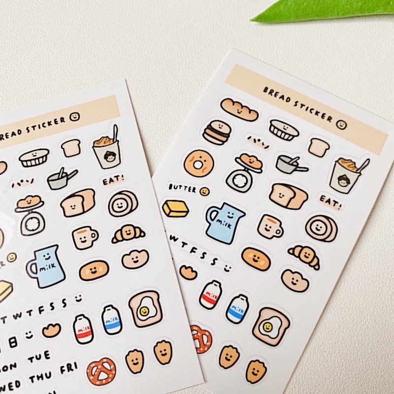 Miếng dán trang trí sổ tay hình cô gái bánh mì hoạt hình dễ thương diy
