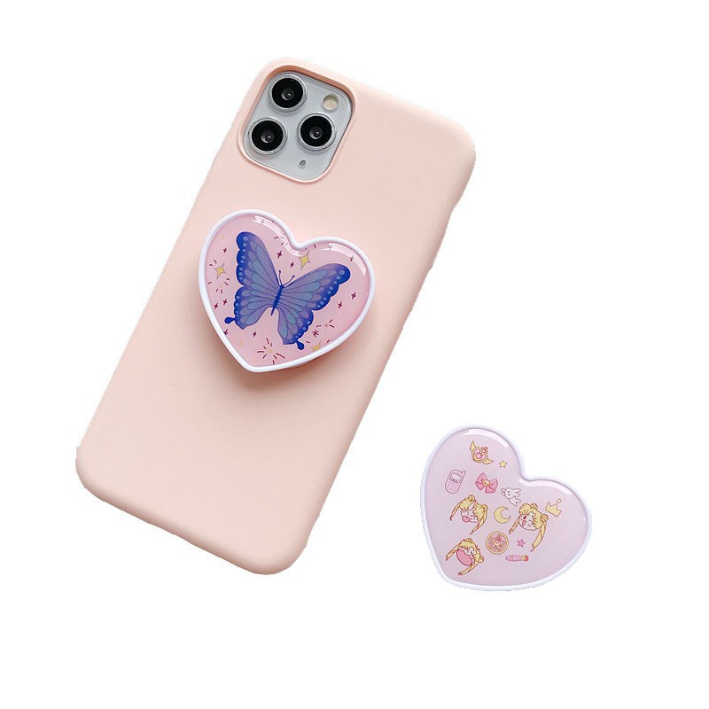 Universal Mobile Phone Stand Foldable Bracket Cute Love Heart Unicon Brown Bear Finger Ring Holder