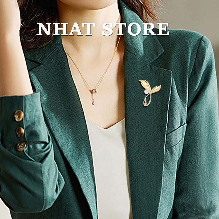 Ghim cài áo hoa nơ trơn, cài áo nữ phong cách thanh lịch Nhatstore