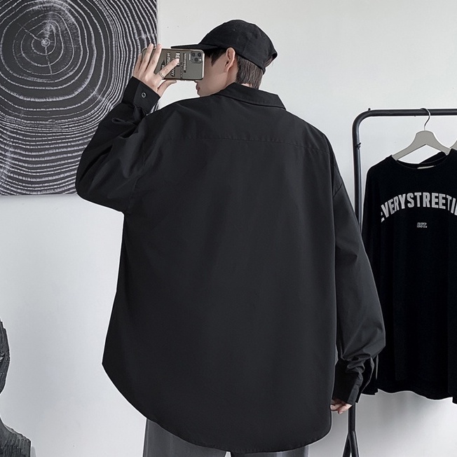 Áo Sơ Mi Nam Dài Tay Màu Đen Họa Tiết In Thời Trang