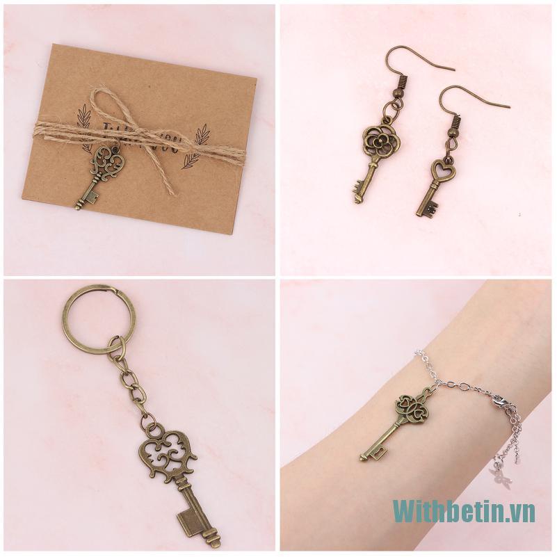 【Withbetin】250 PCS Vintage Keys Charms, Mixed Antique Style Bronze Brass Key Set Charms for