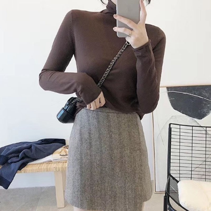 Áo thun tay dài cổ lọ cho phái nữ