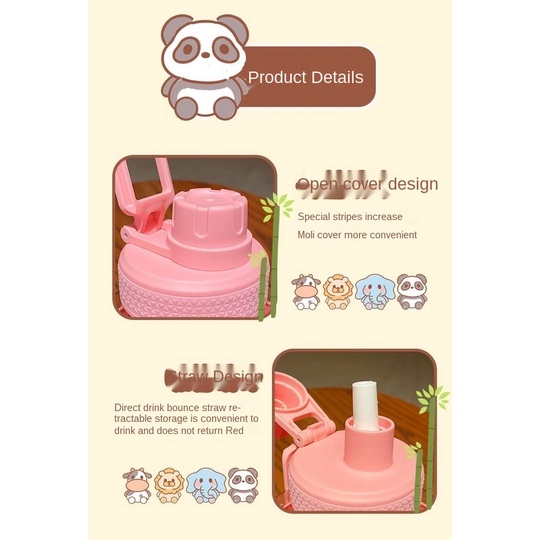 Bình nước thể thao bằng nhựa dung tích lớn chống rơi kèm ống hút tiện dụng cho học sinh