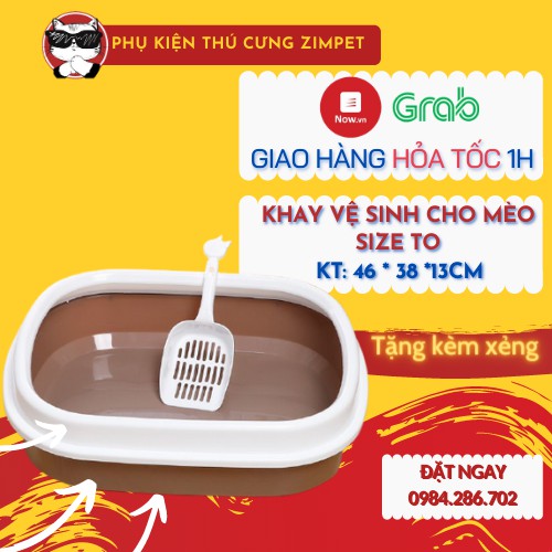 Khay vệ sinh cho mèo size to - tặng kèm xẻng - Chậu cát vệ sinh cho mèo