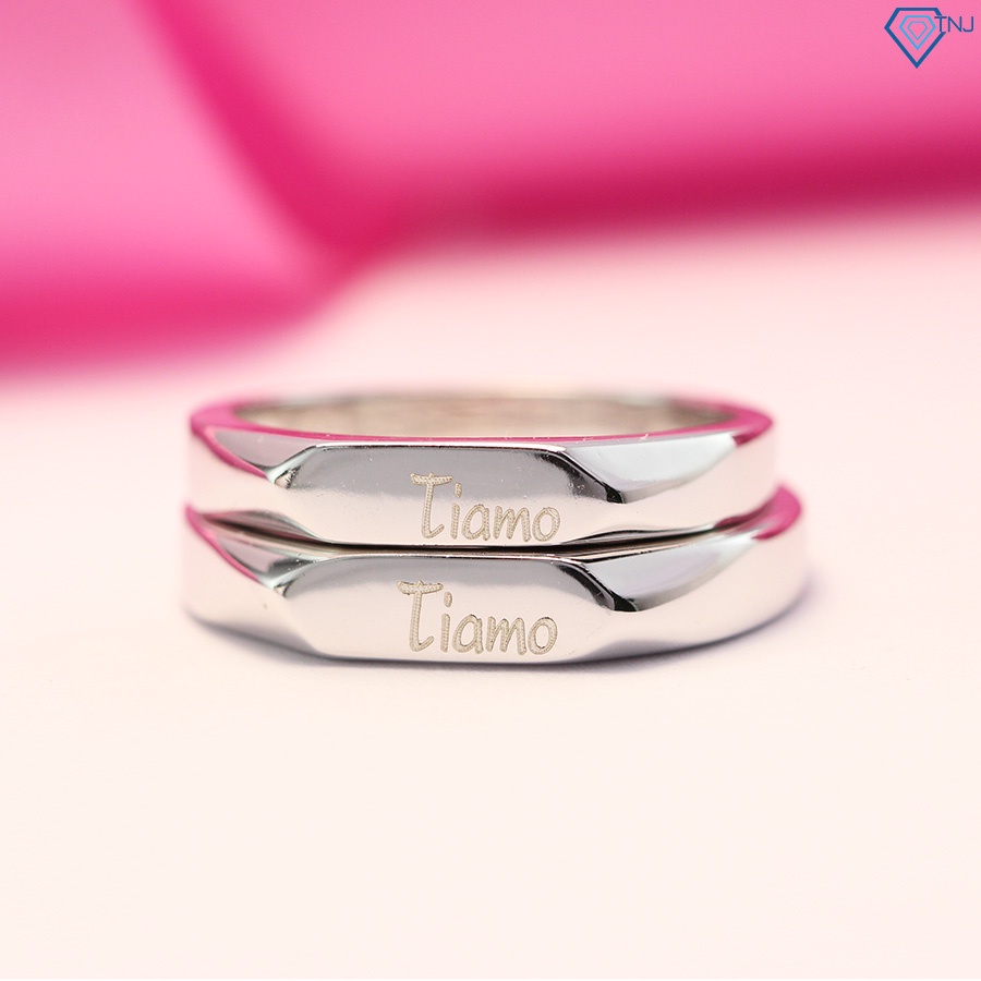 Nhẫn bạc đôi Tiamo trơn khắc tên theo yêu cầu ND0344 Trang Sức TNJ