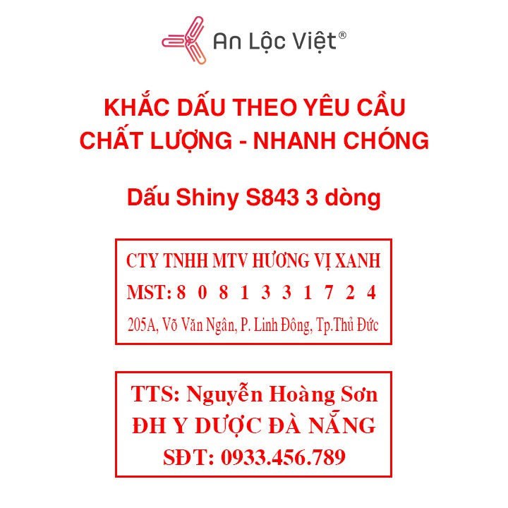 Khắc dấu tên 2 dòng - 3 dòng theo yêu cầu SHINY S843 (18x47mm)