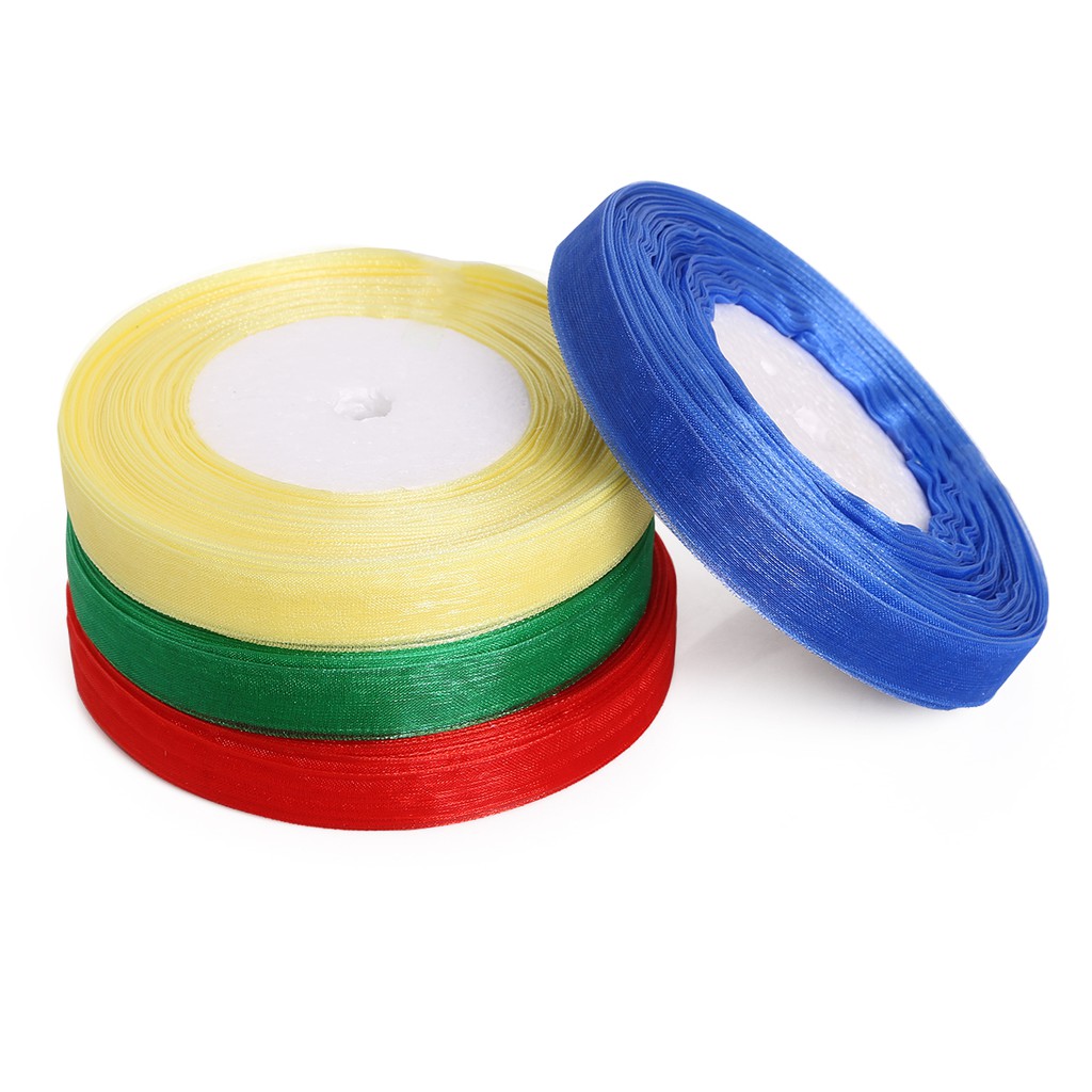 Cuộn dây ruy băng bằng lụa satin organza polyester nhiều màu sắc 12mm 50yards dùng trang trí tiệc cưới