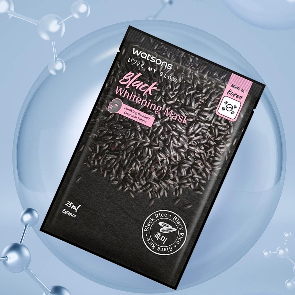 Mặt Nạ Watsons Black Whitening Mask Black Rice Dưỡng Trắng Da 25ml