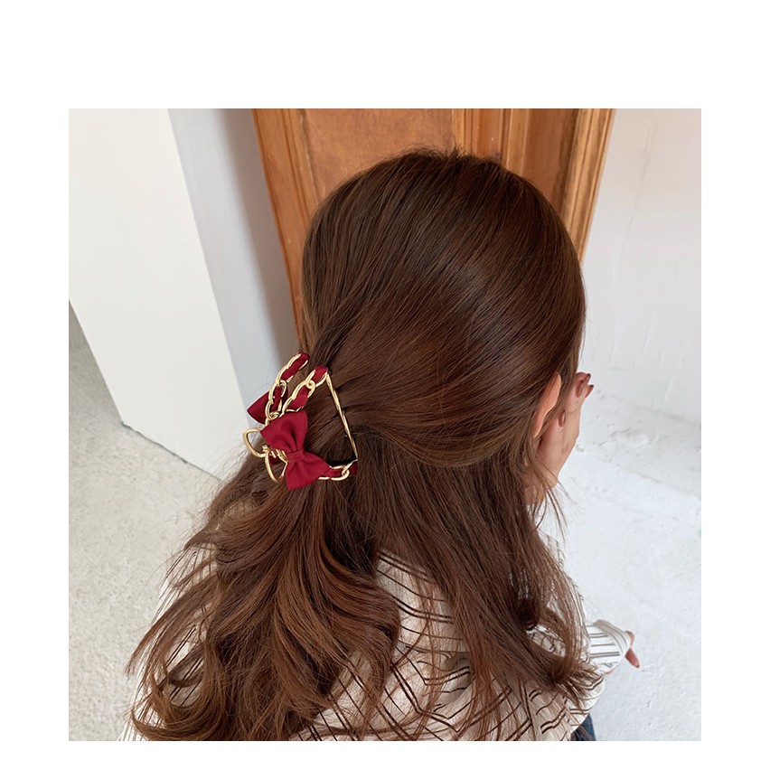 Kẹp tóc kim loại phối nơ thời trang Hàn Quốc