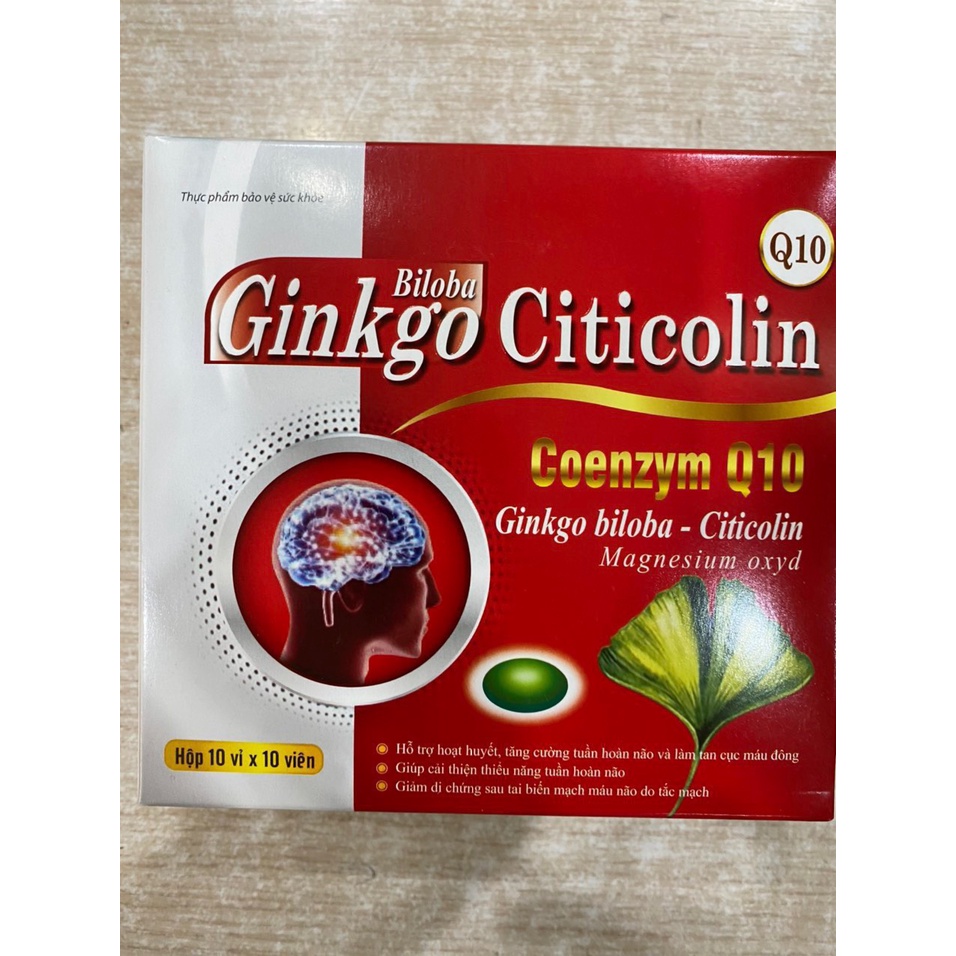 Hoạt huyết dưỡng não Ginkgo Biloba Citicolin Q10 - Hộp đỏ 100 viên