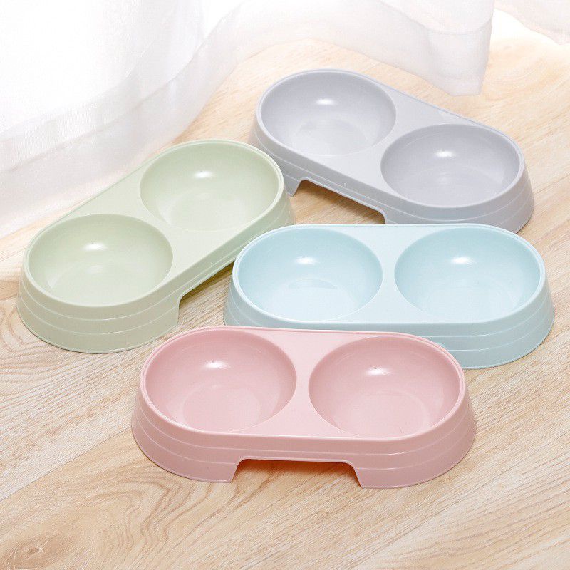 Bát đôi đụng nước và thức ăn dễ thương cho chó mèo
