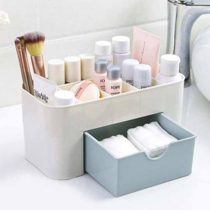 Kệ Đựng Mỹ Phẩm Bằng Nhựa Hộp Khay Đựng Mỹ Phẩm Để Bàn Mini H092