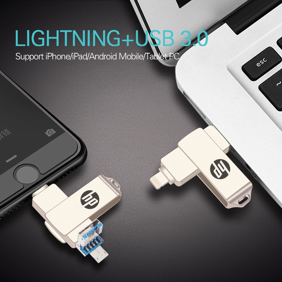 Usb 3 Trong 1 Ios Otg Usb 512gb Xoay Được Cho Iphone / Android / Pc