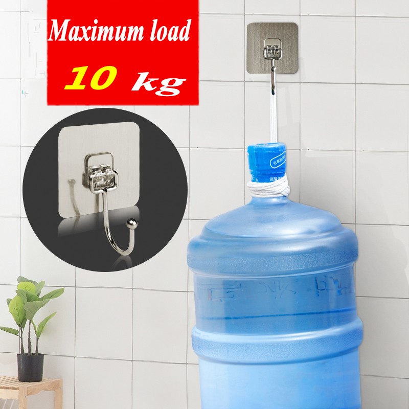 Móc treo đồ dán tường bằng thép không gỉ chống thấm nước không cần đinh chịu tải nặng