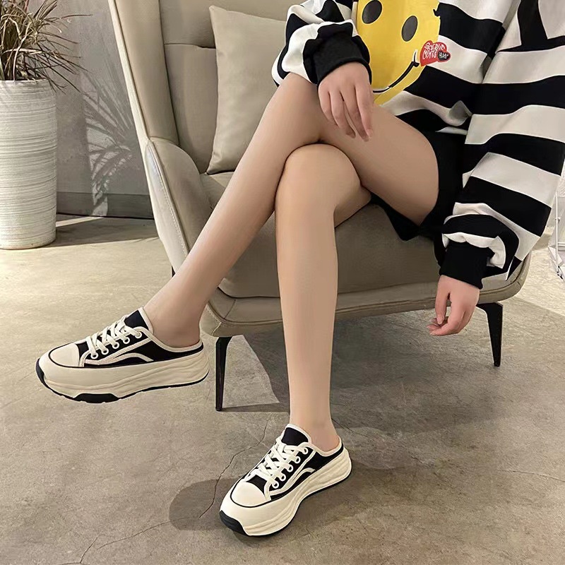 Giày sục thể thao nữ độn đế 5p vải canvas basic năng động đi học đi làm đi chơi, Lisa M98