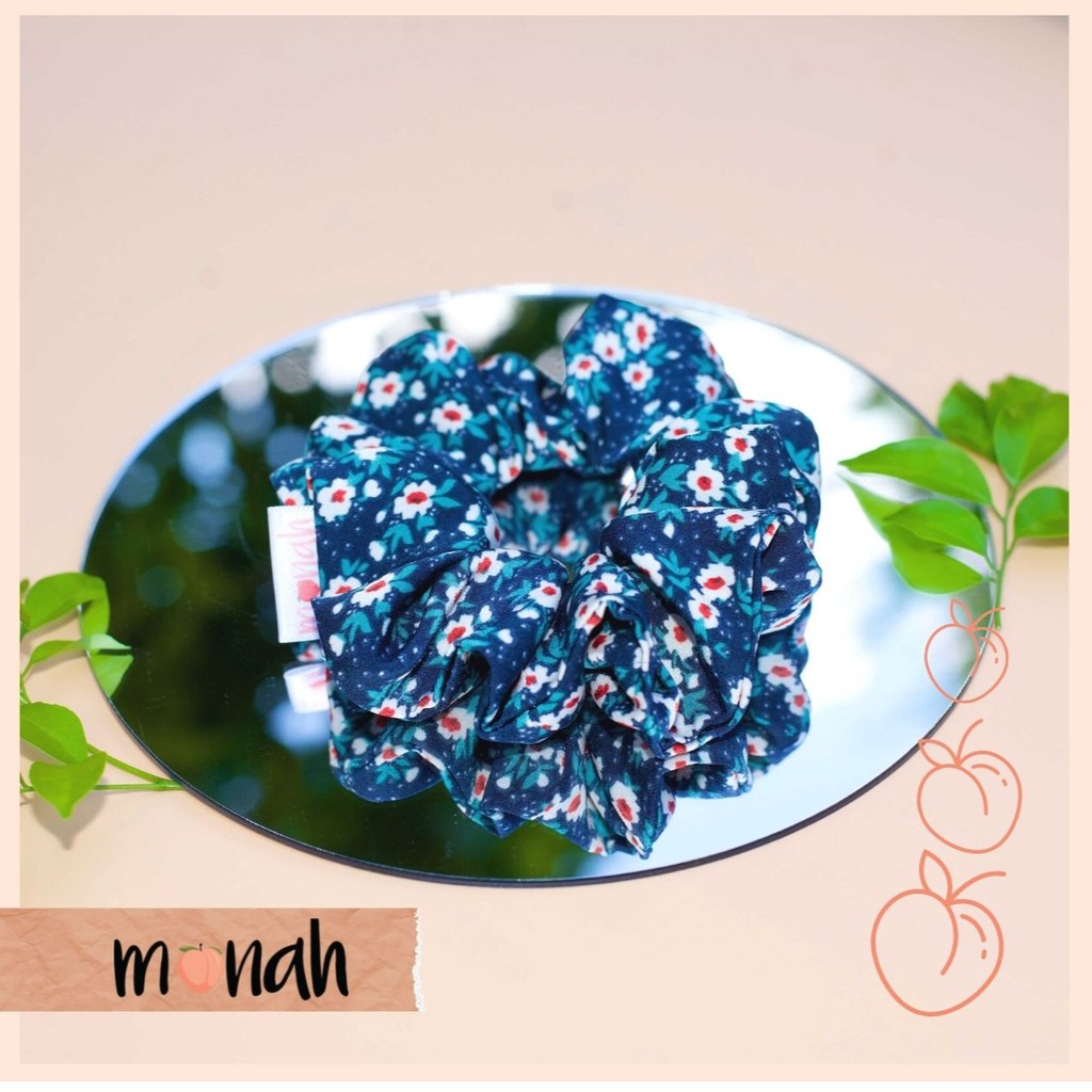 Dây buộc tóc, cột tóc scrunchie phong cách retro cổ điển hoa nhẹ nhàng