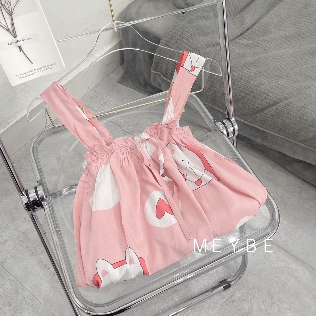 Váy hai dây bầu MEYBE mùa hè vải lanh mặc nhà đầm thiết kế hoa nhí VN2