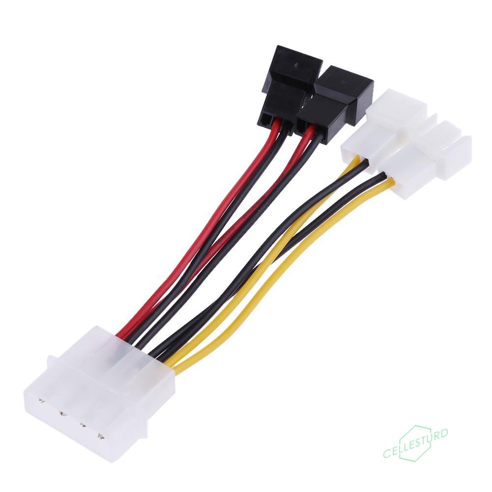 CS 2pcs 4-Pin Molex to 3-Pin fan Power Cable Adapter Connector 12v*2 / 5v*2