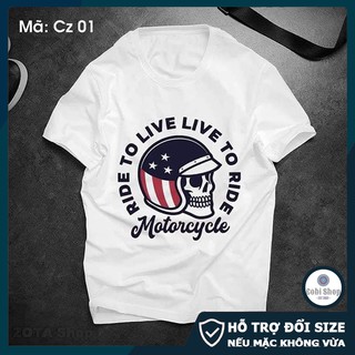 Áo thun nam trắng đẹp lạ tay ngắn không cổ in 3D đầu lâu mã CZ01