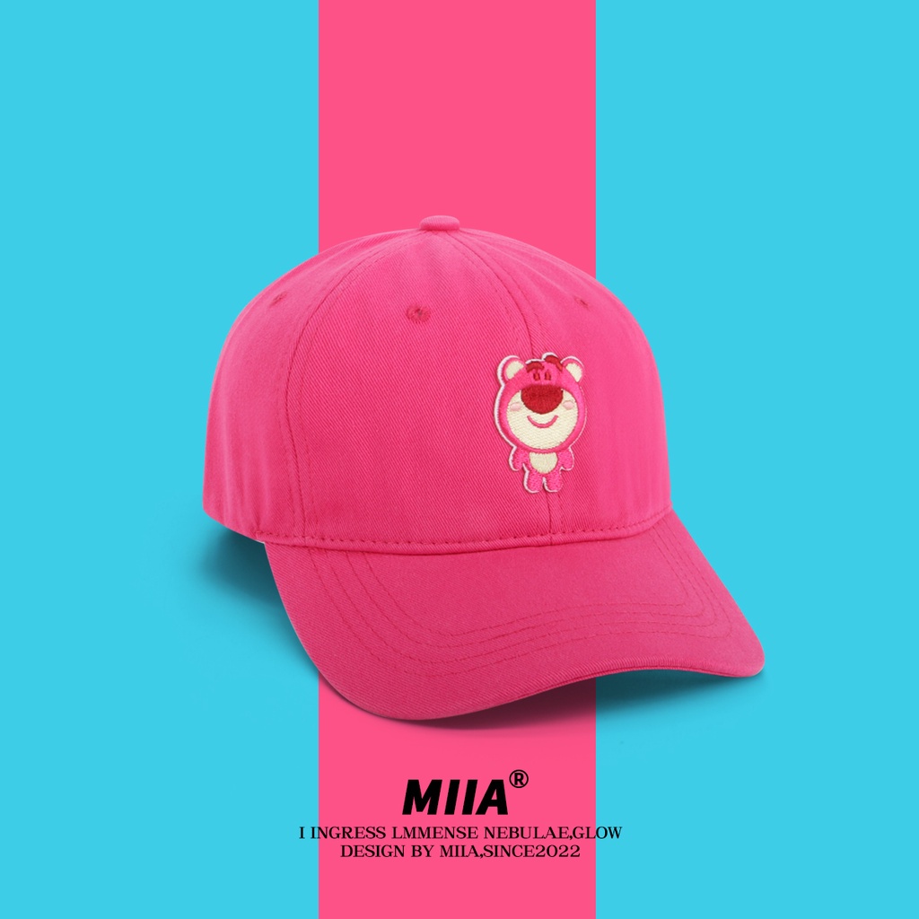 Mũ Lưỡi Trai Che Nắng Chất Liệu Mềm Mại Họa Tiết Chú Gấu Và Dâu Tây Đáng Yêu Thời Trang Mùa Hè Cho Nữ