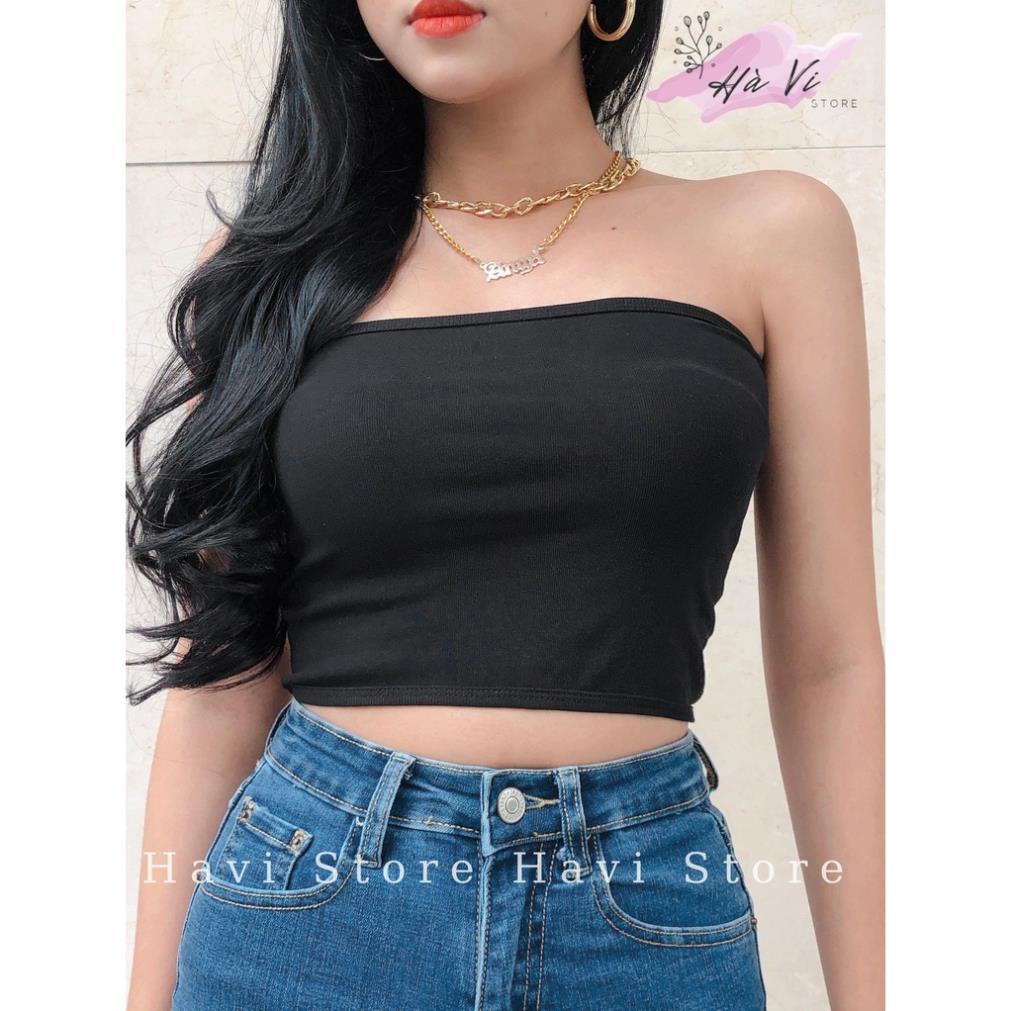 Áo quây ngực không đệm thun trơn croptop nữ dáng ôm màu trơn không dây