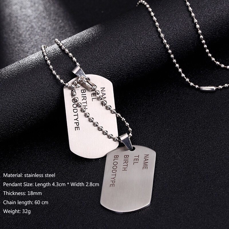 DÂY CHUYỀN-VÒNG CỔ-THẺ BÀI LÍNH DOGTAG-KHẮC CHỮ THEO YÊU CẦU