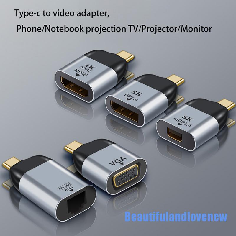 Đầu chuyển đổi 8K Type-C sang Hdmi / VGA / DP / RJ45 / Mini DP Video 4K 60Hz USB C tiện dụng