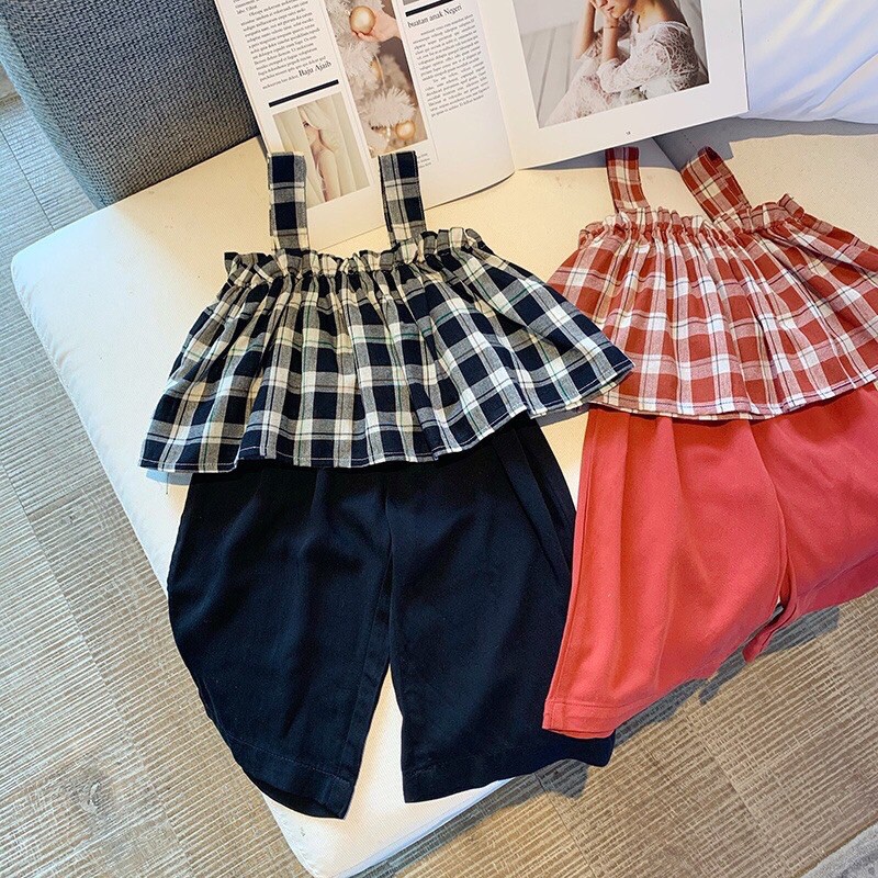 Set 2 dây kẻ caro bé gái