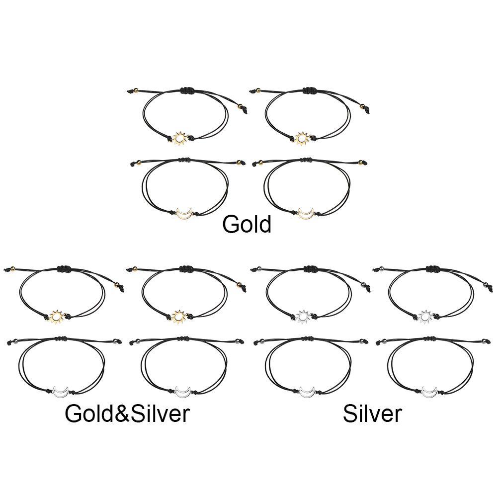 YVE Bộ 2 Vòng Tay Dây Bện Gắn Mặt Trăng / Mặt Trời Thời Trang Sáng Tạo