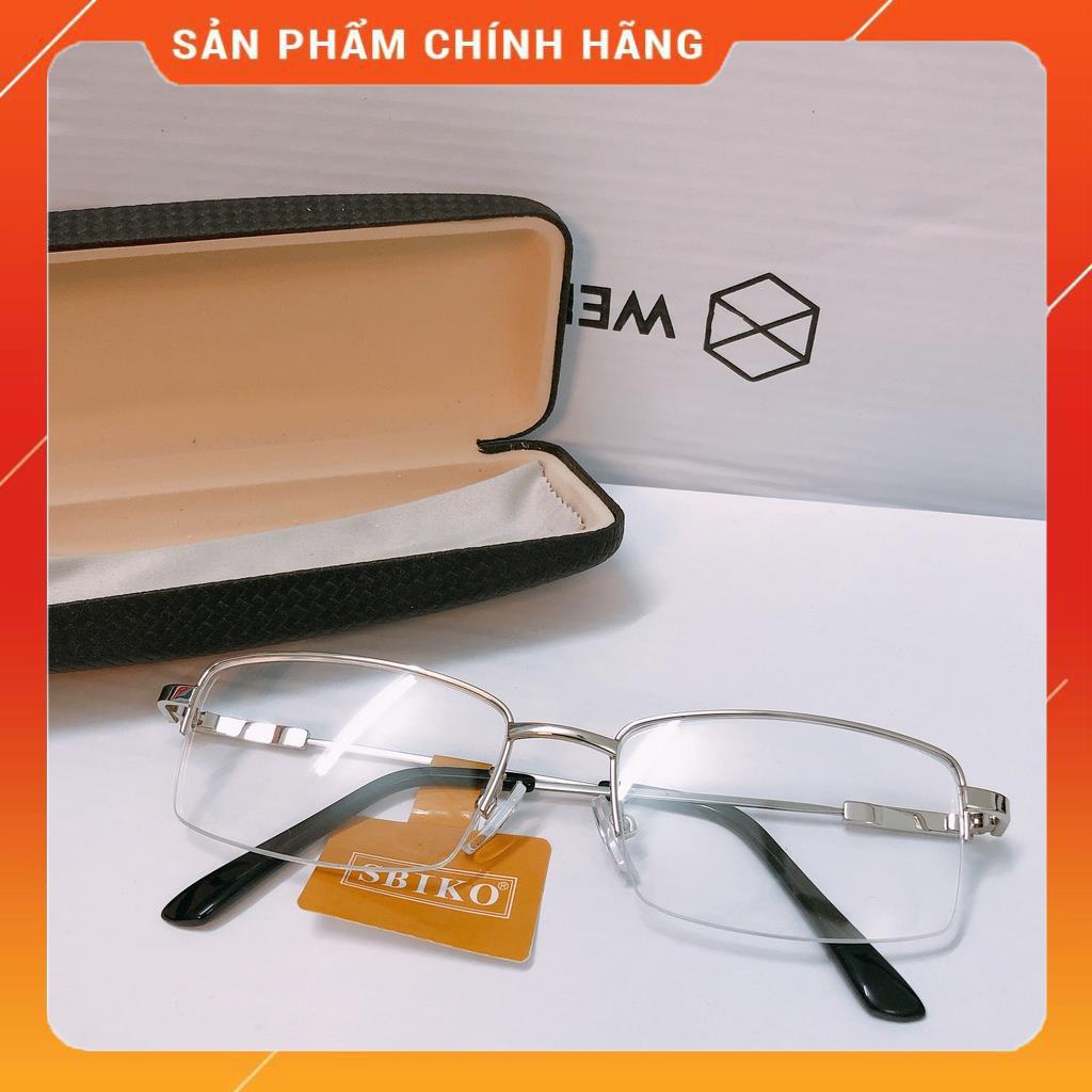 Gọng kính cận Nhật bản titanium bạc sáng Silver cao cấp nửa viền thể thao basic