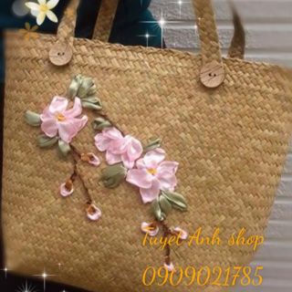 Giỏ xách cói túi xách lục bình túi xách nữ thời trang handmade, túi xách áo dài