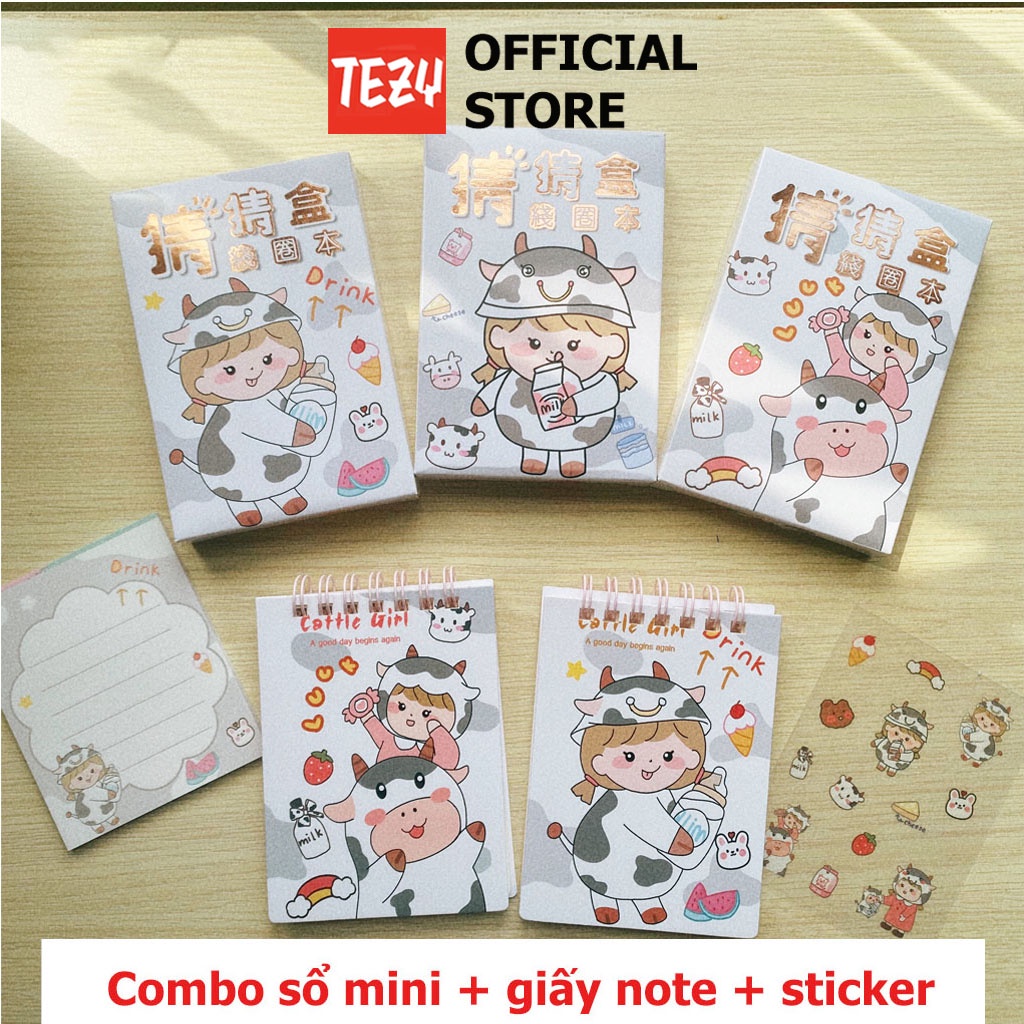 Sổ Tay cute kèm combo giấy note và sticker xịn sò, sổ lò xo 80 trang - TZ272111HN