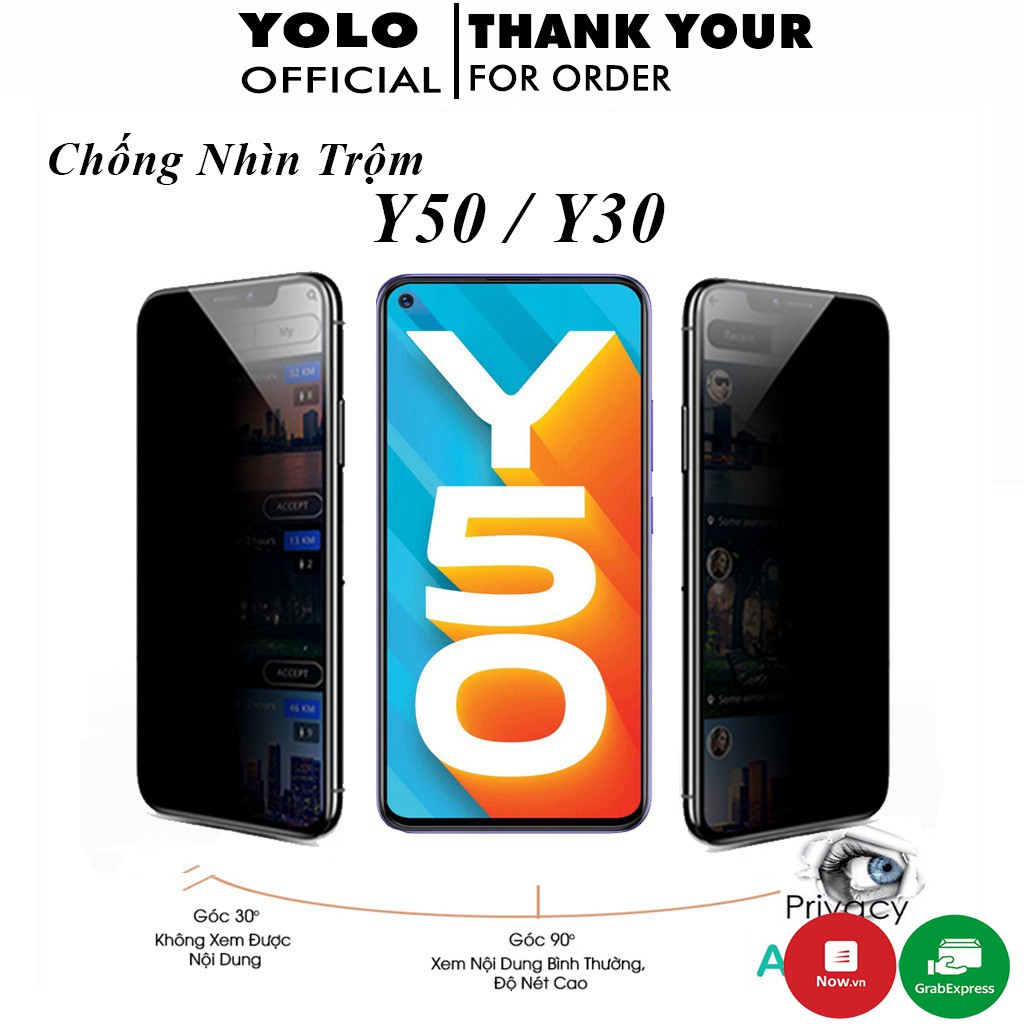 Cường Lực Vivo Y50 Y30 Chống Nhìn Trộm Full Màn Hình Tặng Kèm Khăn Lau [CT]