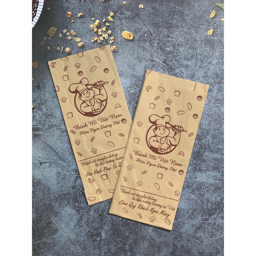 100 Túi giấy đựng bánh mì tiện lợi nhiêu họa tiết vệ sinh an toàn thực phẩm giá rẻ -dùng 1 lần Quán nào cũng cân