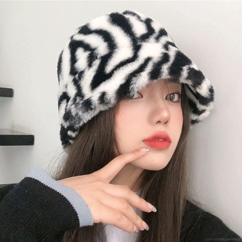Mũ lông họa tiết ngựa vằn đáng yêu thời trang cho nữ