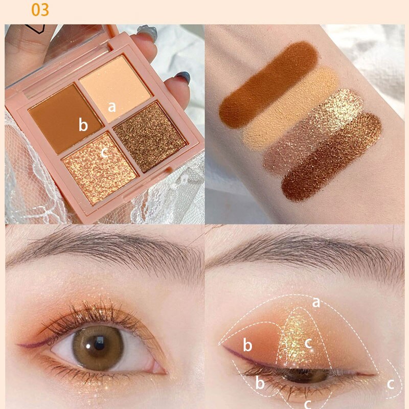 Bảng phấn mắt 4 màu ánh kim chống thấm nước