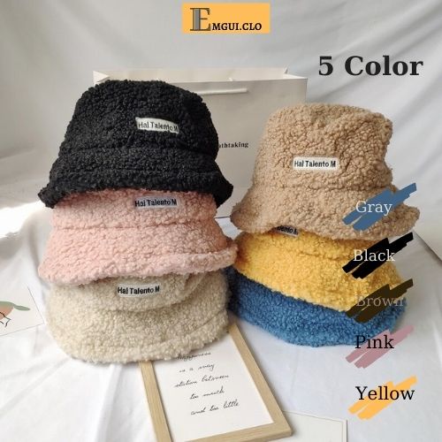Nón Bucket lông cừu ulzzang phong cách retro Hàn Quốc