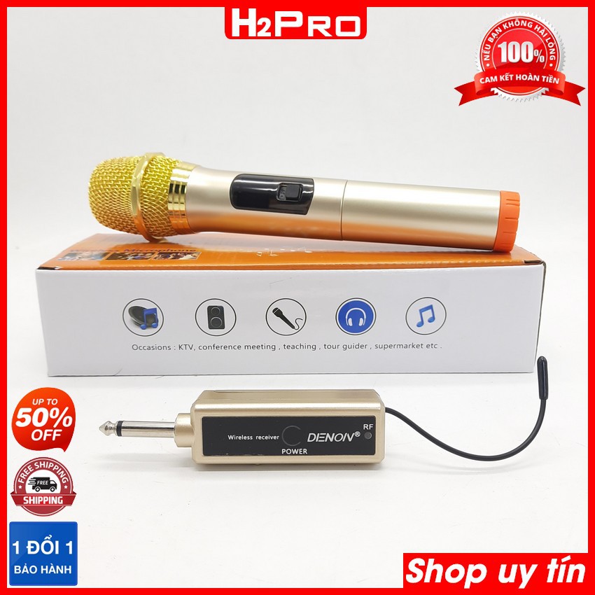Micro Karaoke không dây Denon k218 H2Pro, micro không dây giá rẻ dùng cho loa kéo, amply (tặng bộ quà 70k)
