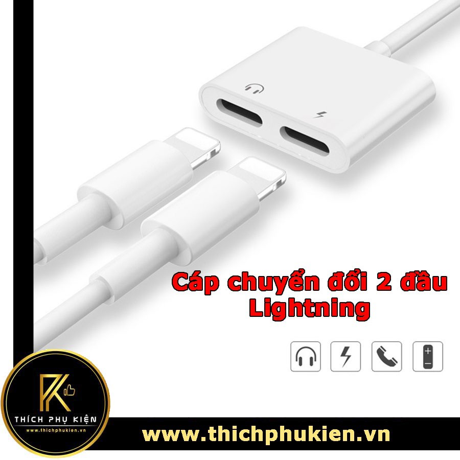 Cáp chuyển chia 2 đầu lightning - Từ 1 jack lightning sang 2 cổng lightning không cần Bluetooth