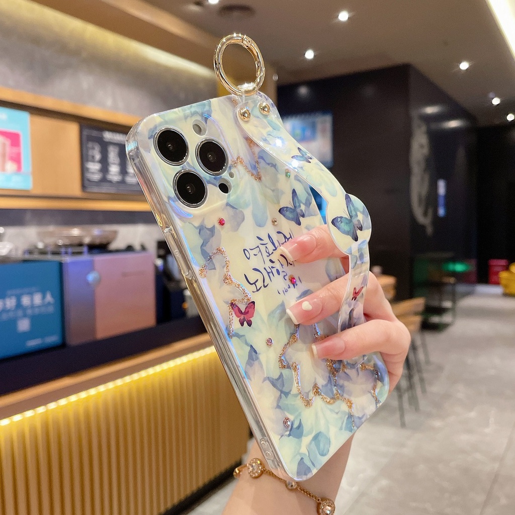 Ốp Điện Thoại Họa Tiết Hoa Có Dây Đeo Cho iPhone 7 8 Plus X Xr Xsmax11 12 13 14 Pro Max