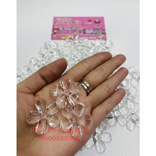 100G Bông Đúc Dẹp 5 Cánh Pha Lê Nhựa 30mm Giá Sỉ