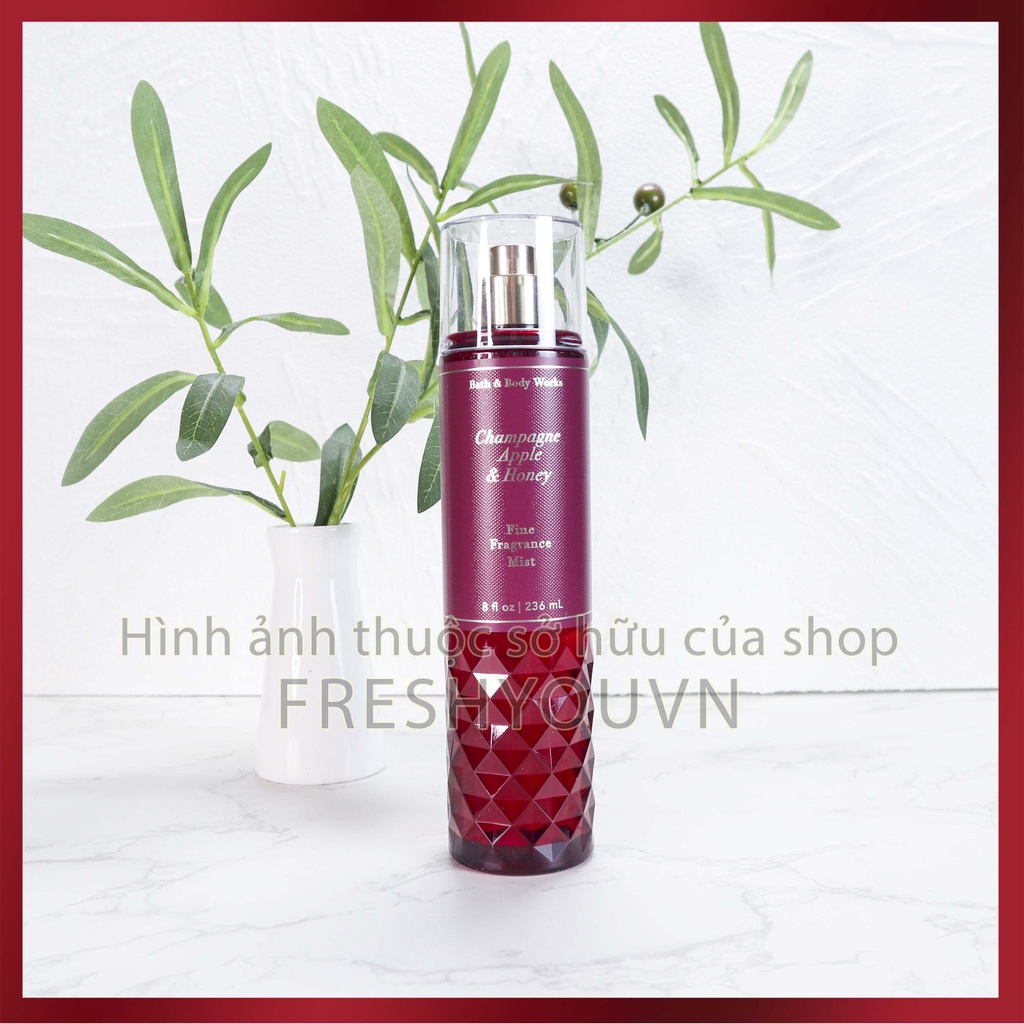 Champagne Apple &amp; Honey - Full Size Xịt Thơm Toàn Thân Bath &amp; Body Works (Body Mist, Lotion, Sữa tắm) - Trái cây