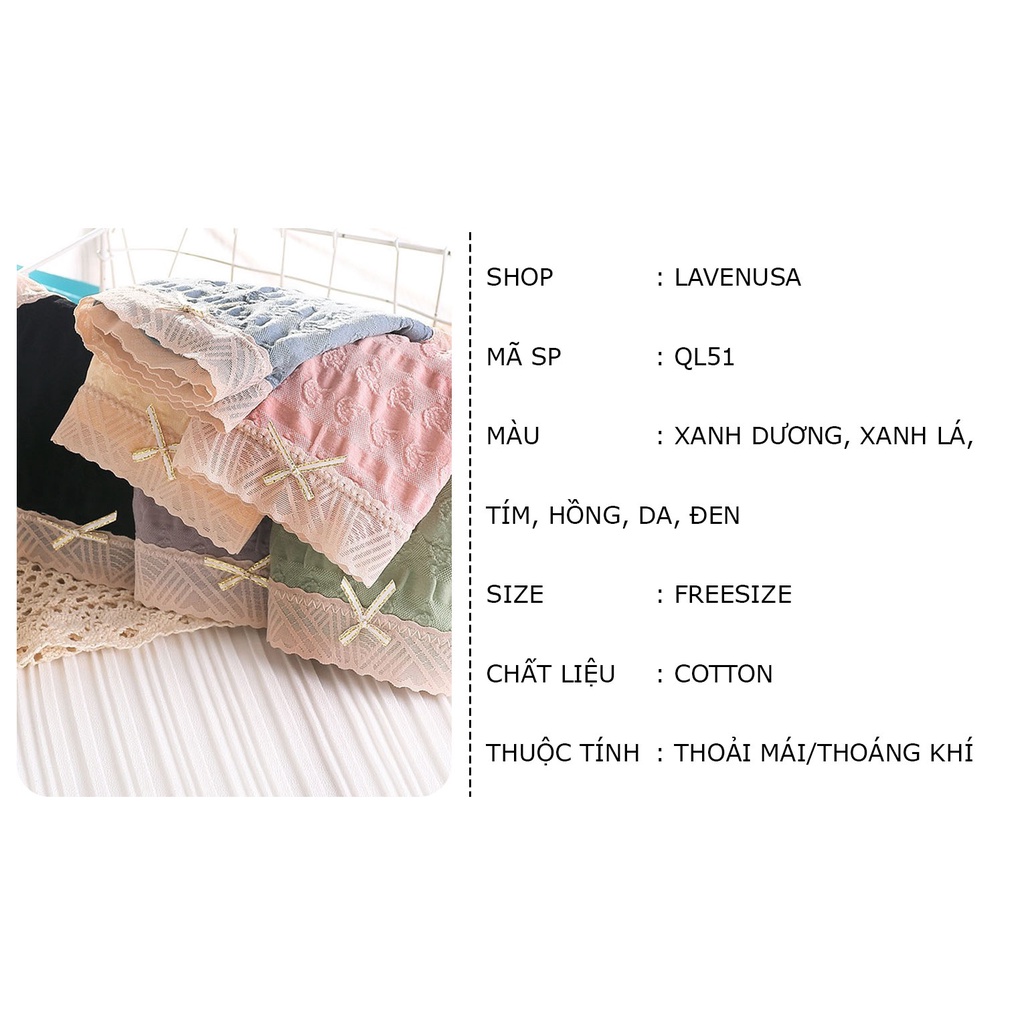 Quần lót nữ Cotton viền ren kháng khuẩn mềm mại dễ thương LAVENUSA QL51